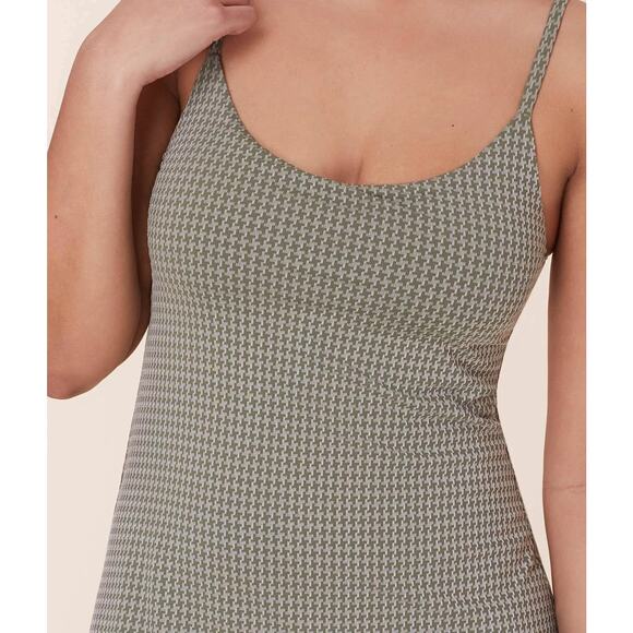 Andie The Amalfi One-Piece Swim Dress Seagrass Green Anthro Houndstooth Size XL - Picture 4 of 12
